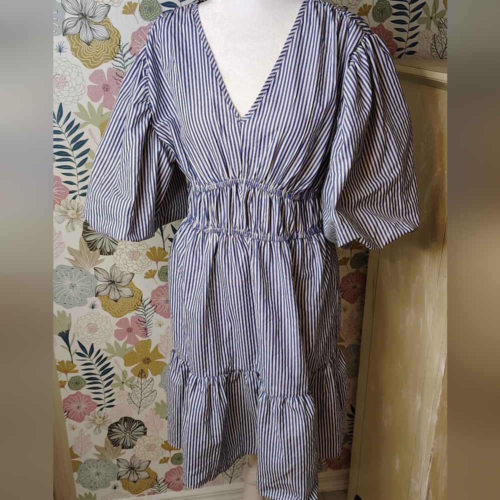 Style House Striped V-Neck Summer Nautical Dress Size XL